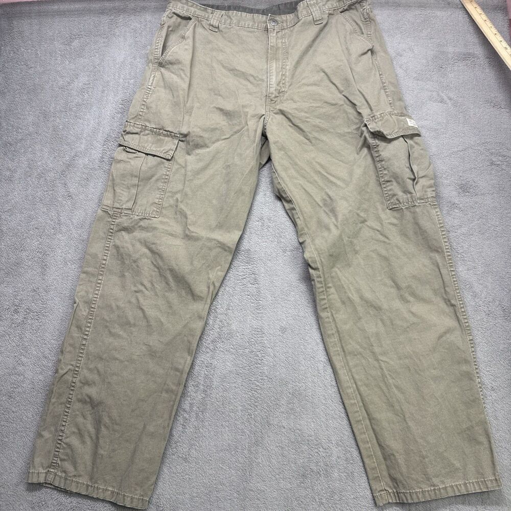 Wrangler Straight Leg Cargo Pants Men’s 38x32 Beige Workwear Baggy